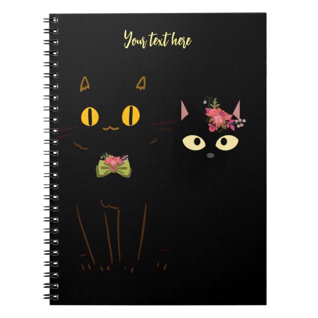 Charming Black Cats Yellow Eyes  Notebook (Front)