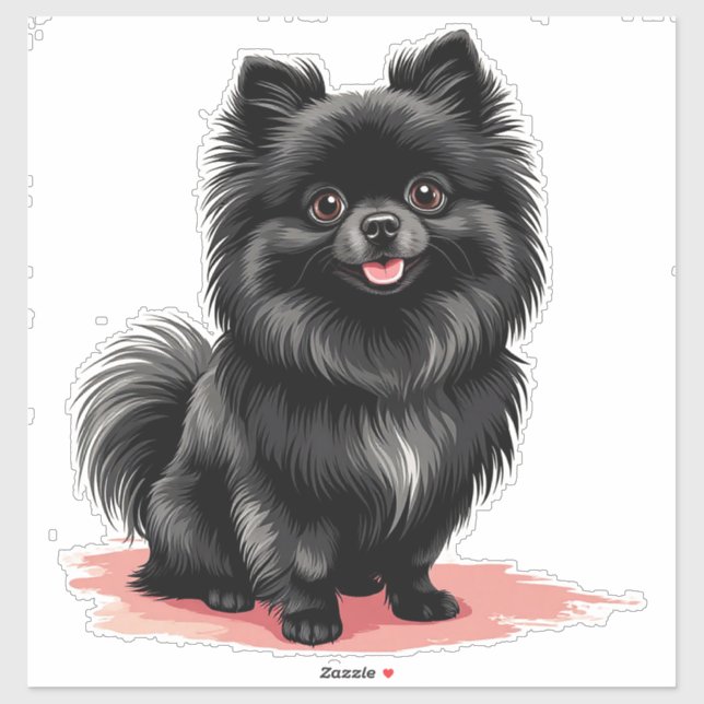 Charming Black Pomeranian Dog Sticker (Sheet)