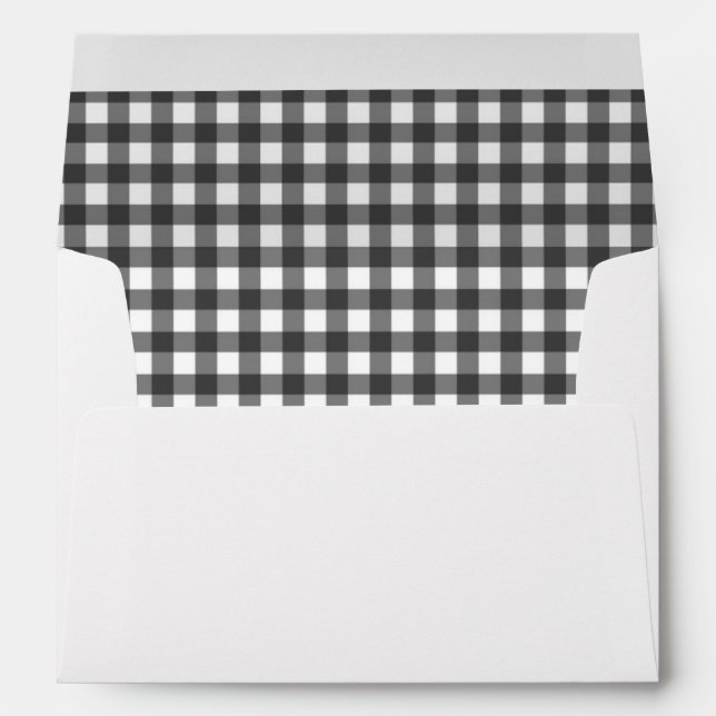 Charming Black & White Gingham Wedding Envelope (Back (Bottom))