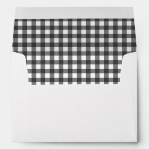 Charming Black & White Gingham Wedding Envelope