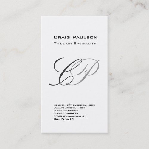 Charming Black White Gray Monogram Business Card