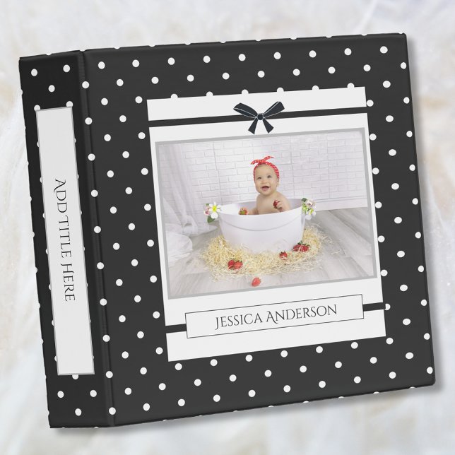 Charming Black White Photo Baby Memory 3 Ring Binder (Creator Uploaded)
