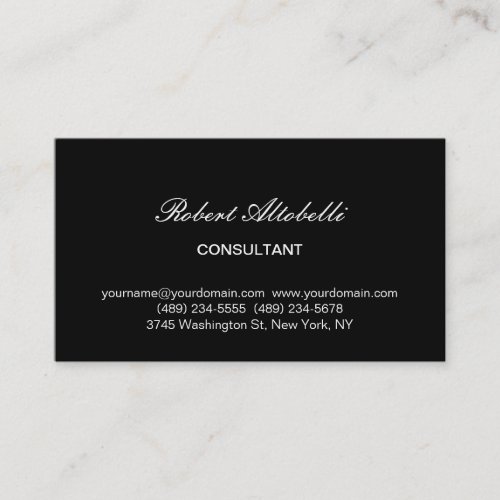Charming Black  White Script Business Card
