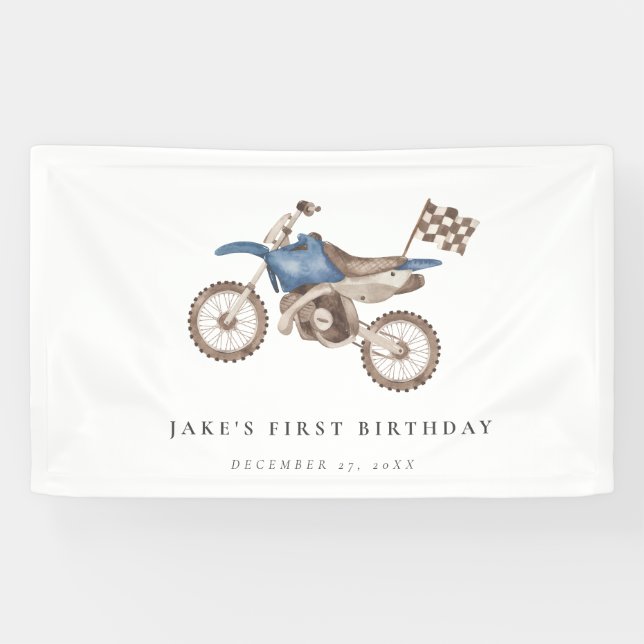 Charming Blue Dirt Bike Banner (Horizontal)