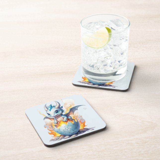 Charming Blue Dragon Frostfire Beverage Coaster (Right Side)