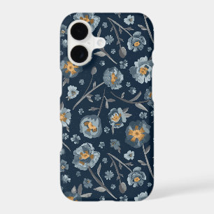 Charming Blue Gray Yellow Poppies Floral Print iPhone 17 Case