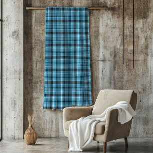 Charming Blue Grey Plaid Throw for Men's Gifting Fleece Blanket