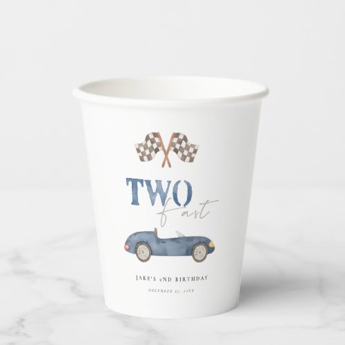 Charming Blue Race Car  Paper Cups