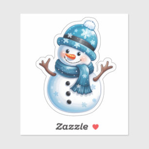 Charming Blue Snowman for Christmas Sticker