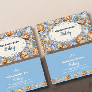Charming Blue Sourdough Bread Baking Business Card