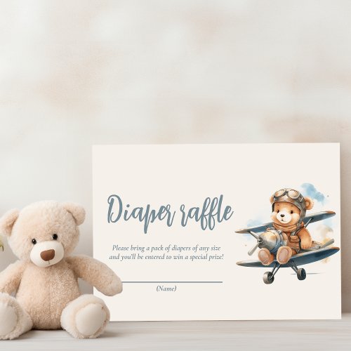 Charming Blue Teddy Bear Boy Baby Shower Enclosure Card