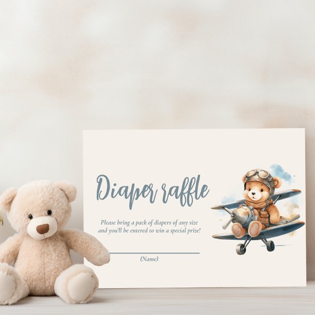 Charming Blue Teddy Bear Boy Baby Shower Enclosure Card (Creator Uploaded)