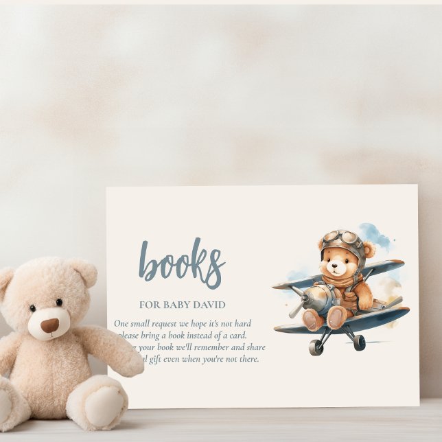 Charming Blue Teddy Bear Boy Baby Shower Enclosure Card (Creator Uploaded)