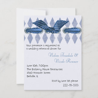 Charming Blue & White Rehearsal Dinner Invitation