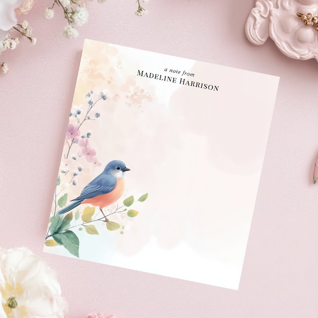 Charming Bluebird Branch Personalized Name Notepad (Creator Uploaded)