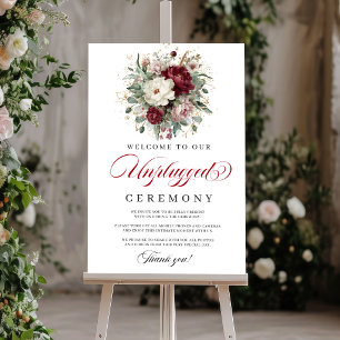 Charming Blush Burgundy Unplugged Ceremony Poster