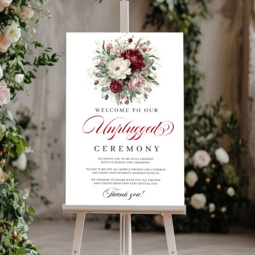 Charming Blush Burgundy Unplugged Ceremony Poster