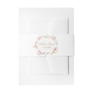 Charming Blush Floral Geometric Wedding Invitation Belly Band