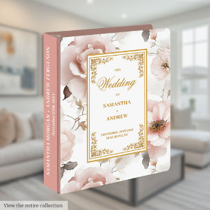 Charming blush floral wedding memory album 3 ring binder