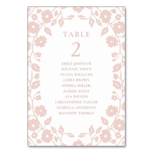 Charming Blush Folk Floral Seating Chart Table Number