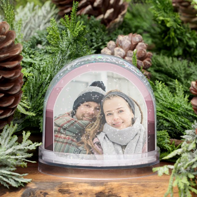 Charming Blush Pink Abstract Seasons Greetings Snow Globe (Winter)