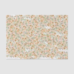 Charming Boho Peach Floral Mint Green Leafs Tissue Paper