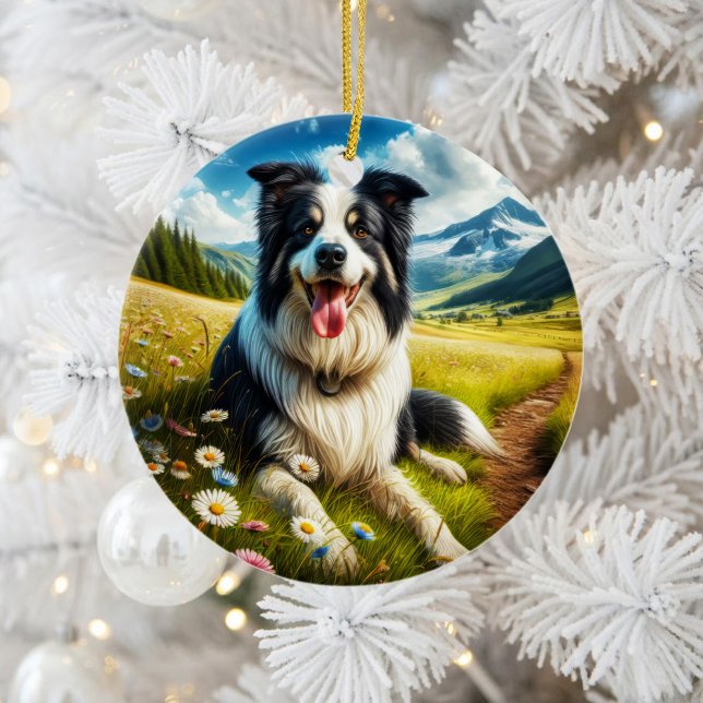 Charming Border Collie Dog Keepsake Ceramic Ornament (Creator Uploaded)