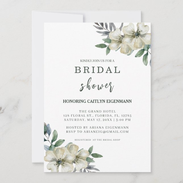 Charming Botanical Bridal Shower Invitation (Front)