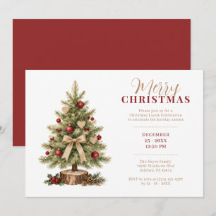Charming Botanical Christmas Tree Red Berry TMF26 Invitation