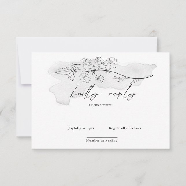 Charming botanical  elegant script RSVP Card (Front)
