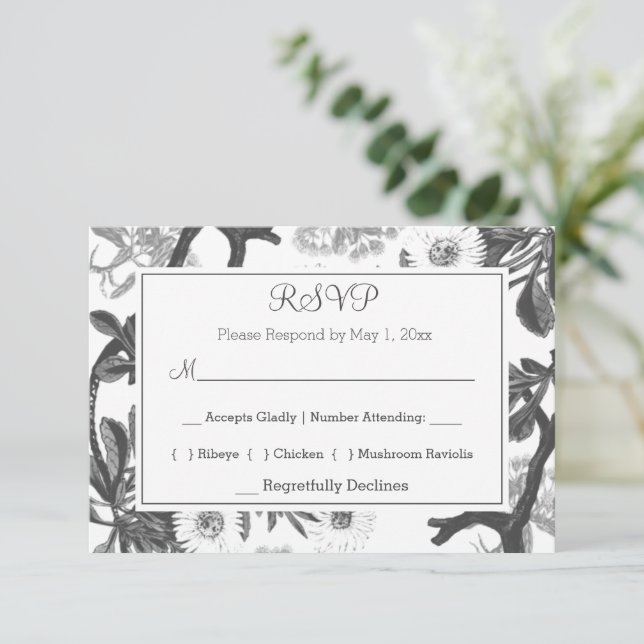 Charming Botanical RSVP Card (Standing Front)