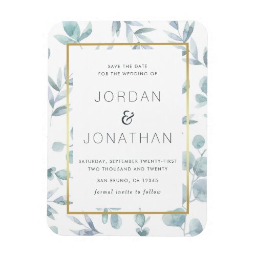 Charming Botanical Watercolor Leaves Save The Date Magnet - Charming Botanical Watercolor Leaves Save The Date by Eugene Designs.