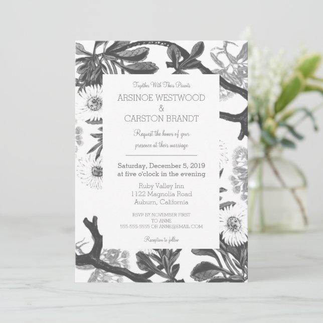 Charming Botanical Wedding Invitation (Standing Front)