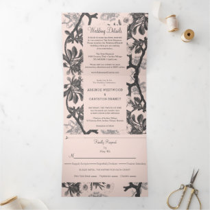 Charming Botanical Wedding Tri-Fold Invitation