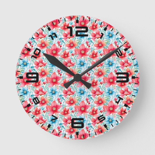 Charming Bouquet Ranya Pattern-65292 Round Clock (Front)