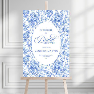 Charming Bridal Shower Navy Rose Art Welcome Poste Foam Board