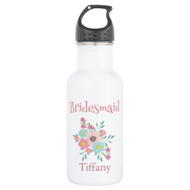 Charming Bridesmaid Floral Bouquet Water Bottle (Front)