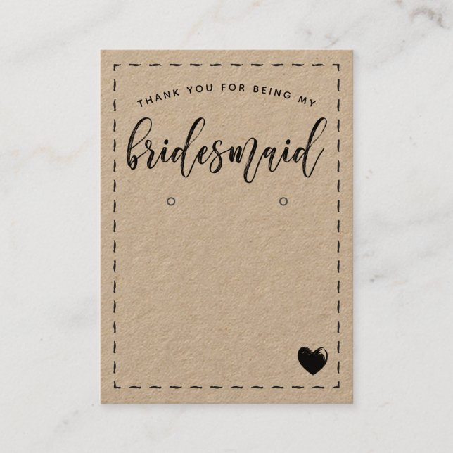 Charming´Bridesmaid Thank You Earring Display Business Card (Front)