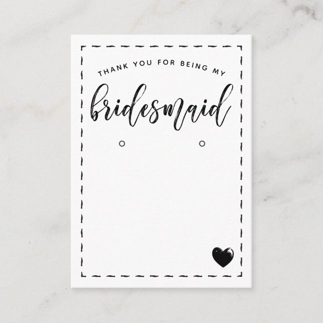 Charming´Bridesmaid Thank You Earring Display Enclosure Card (Front)