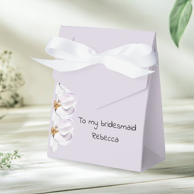 Charming bridesmaids gift, light purple with name favor boxes (Creator Uploaded)