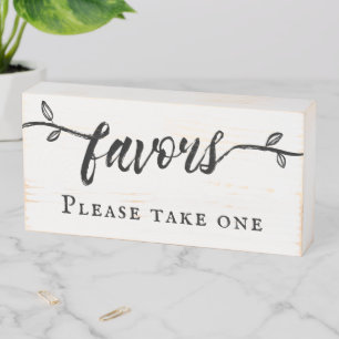 Charming Brush Script Favors Wooden Box Sign