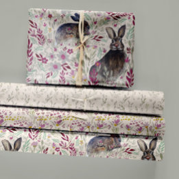 Charming Bunnies Meadow Flowers Decoupage Wrapping Paper Sheets