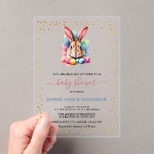 Charming Bunny Eggs Easter Baby Shower Acrylic Invitations