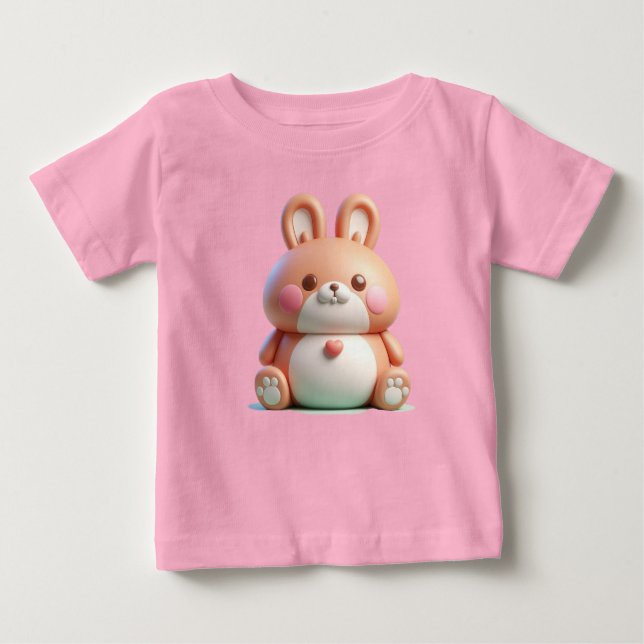 Charming Bunny in Whimsical Pose Baby T-Shirt (Front)