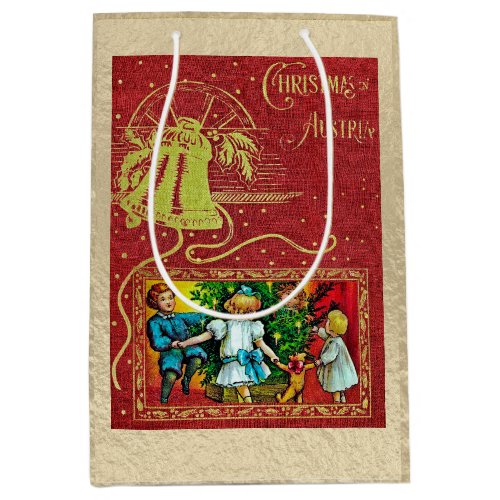 Charming Burgundy Gold Vintage Christmas Gift Bag