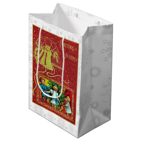 Charming Burgundy Gold Vintage Christmas Gift Bag