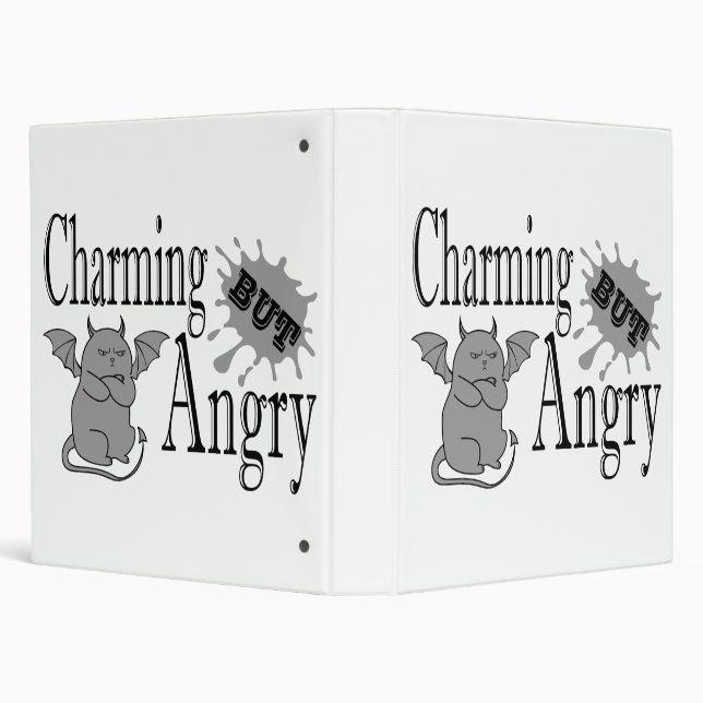 Charming but angry little devil cat funny quote 3 ring binder (Background)