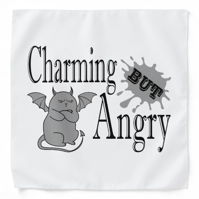 Charming but angry little devil cat funny quote bandana (Front)