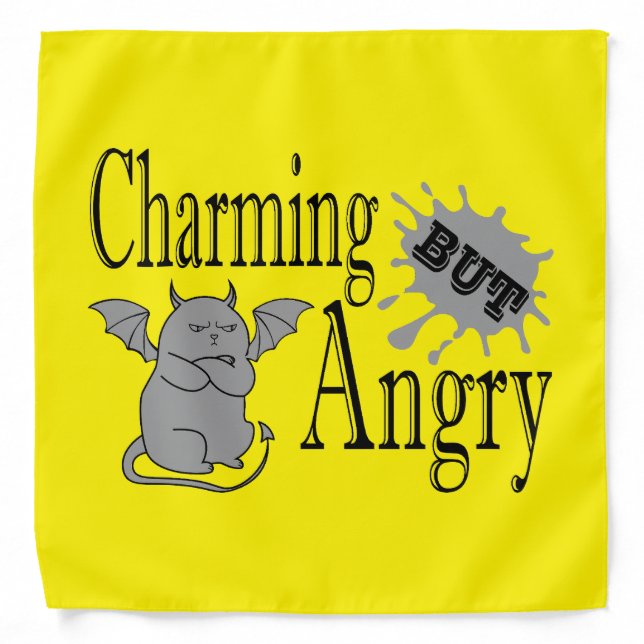 Charming but angry little devil cat funny quote bandana (Front)