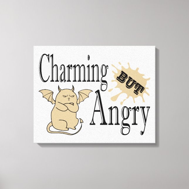 Charming but angry little devil cat funny quote canvas print (Front)
